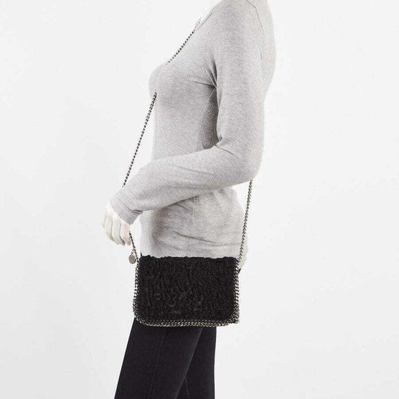 Stella Handbags - Stella McCartney Black Faux Fur Falabella Shoulder Bag